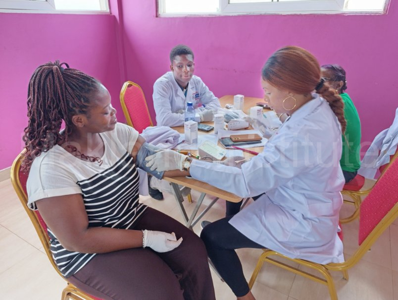 Makland Institute Medicine Counter Assistant (MCA) student practicing blood pressure reading
