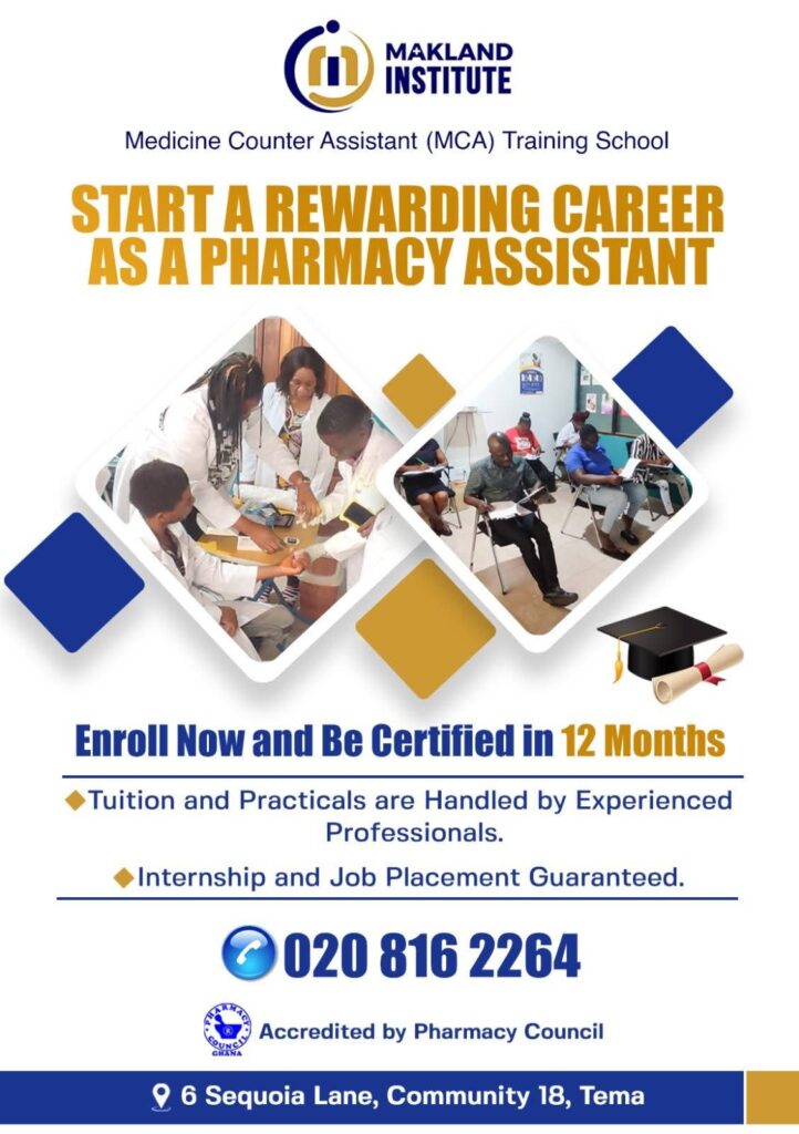 medicine counter assistant - mca- school in ghana - train to become a certified mca in ghana